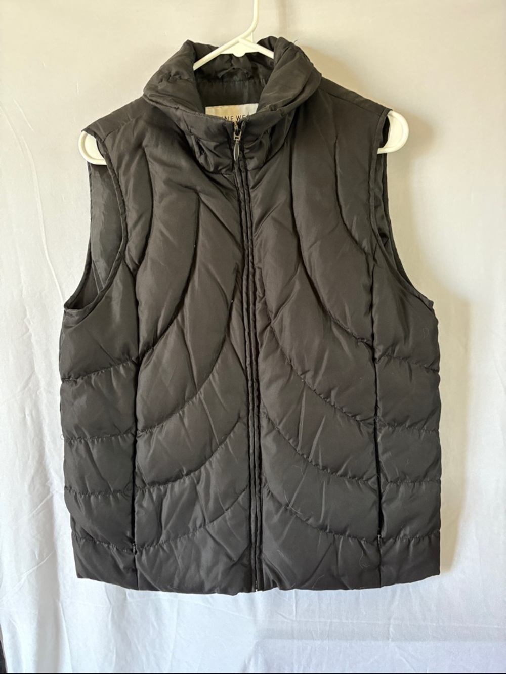 Nine West Black Quilted Puffer Vest with High Collar